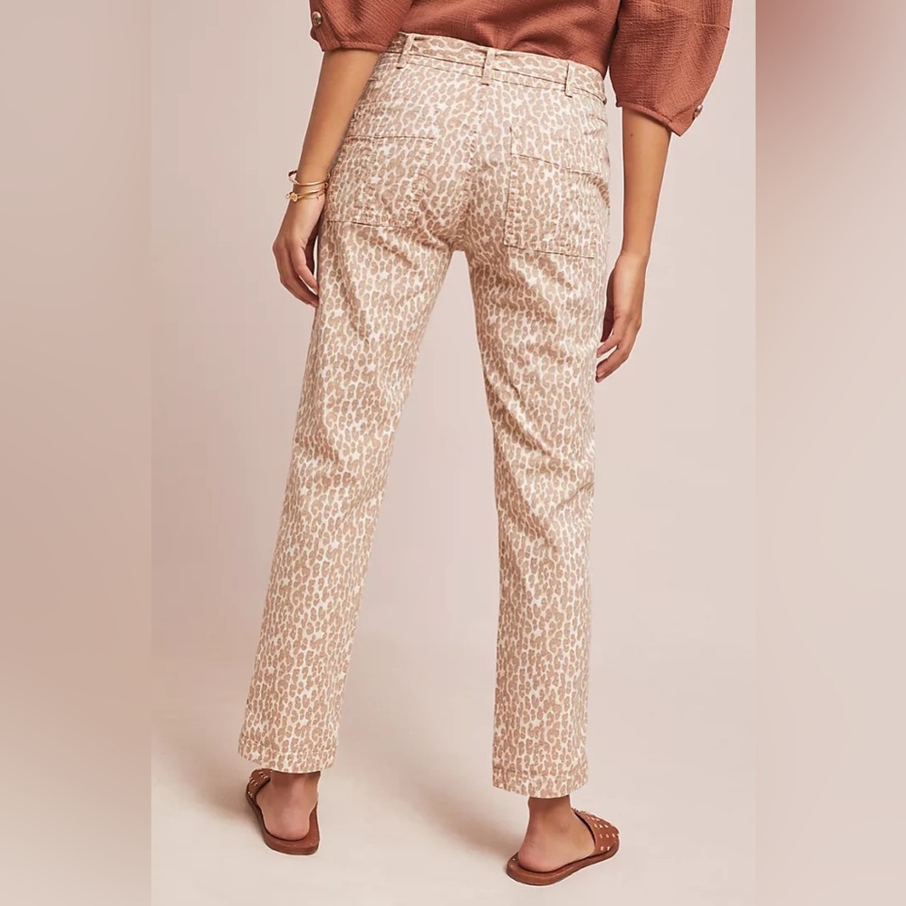 By Anthropologie, The Wanderer, Leopard Brown Cream Print Pants Size 27